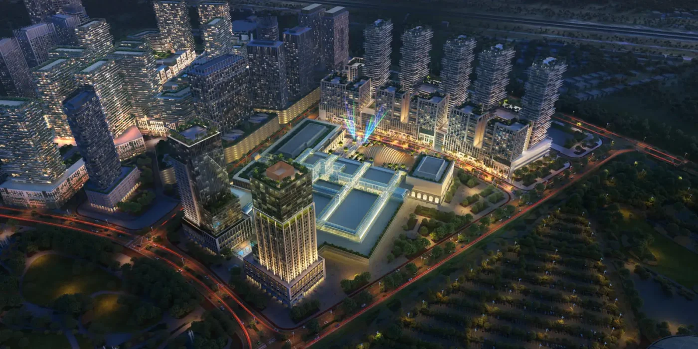 Green community areas within Azizi Milan promoting eco-friendly lifestyle