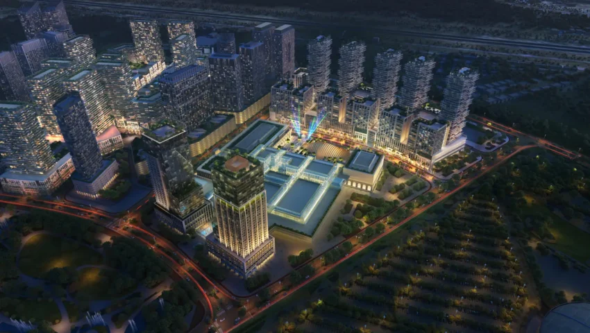 Green community areas within Azizi Milan promoting eco-friendly lifestyle