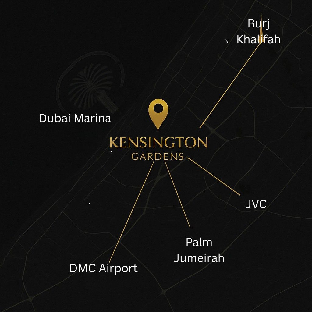Kensington Gardens is located in a prime Dubai area with easy access to highways, airports, and major attractions across the city